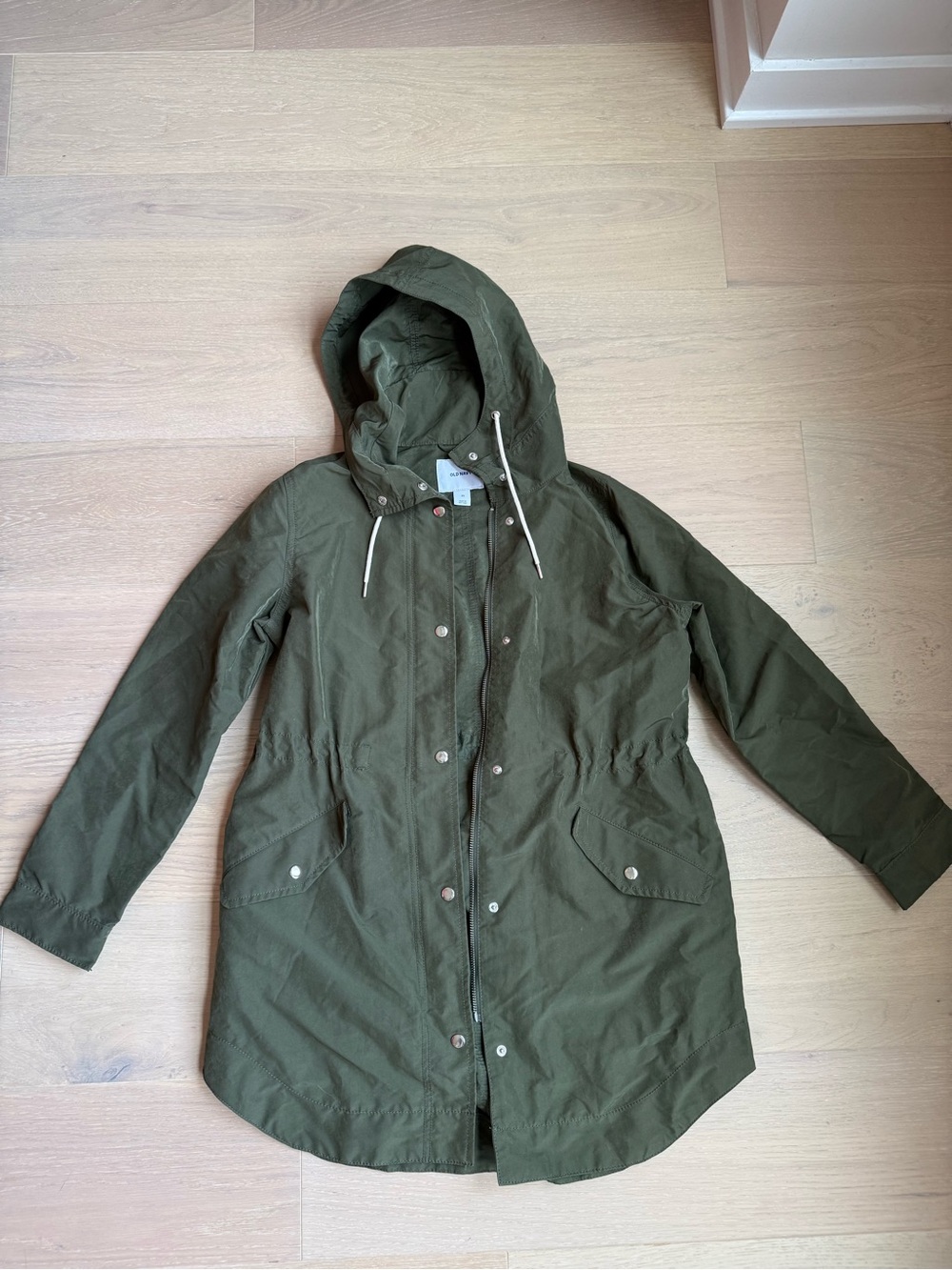 Old Navy Olive Green Hooded Trench Coat - Women